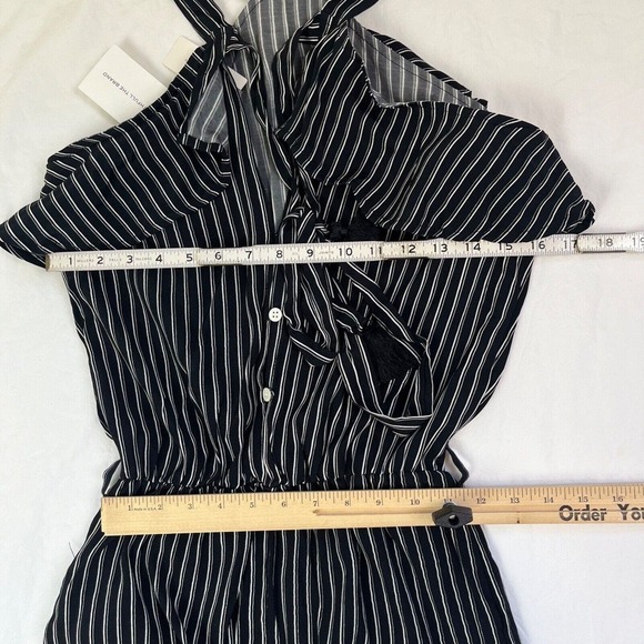 Faithfull the Brand Manarola Dress 2 XS San Cristobal Stripe Black Mini Ruffle - Picture 7 of 8